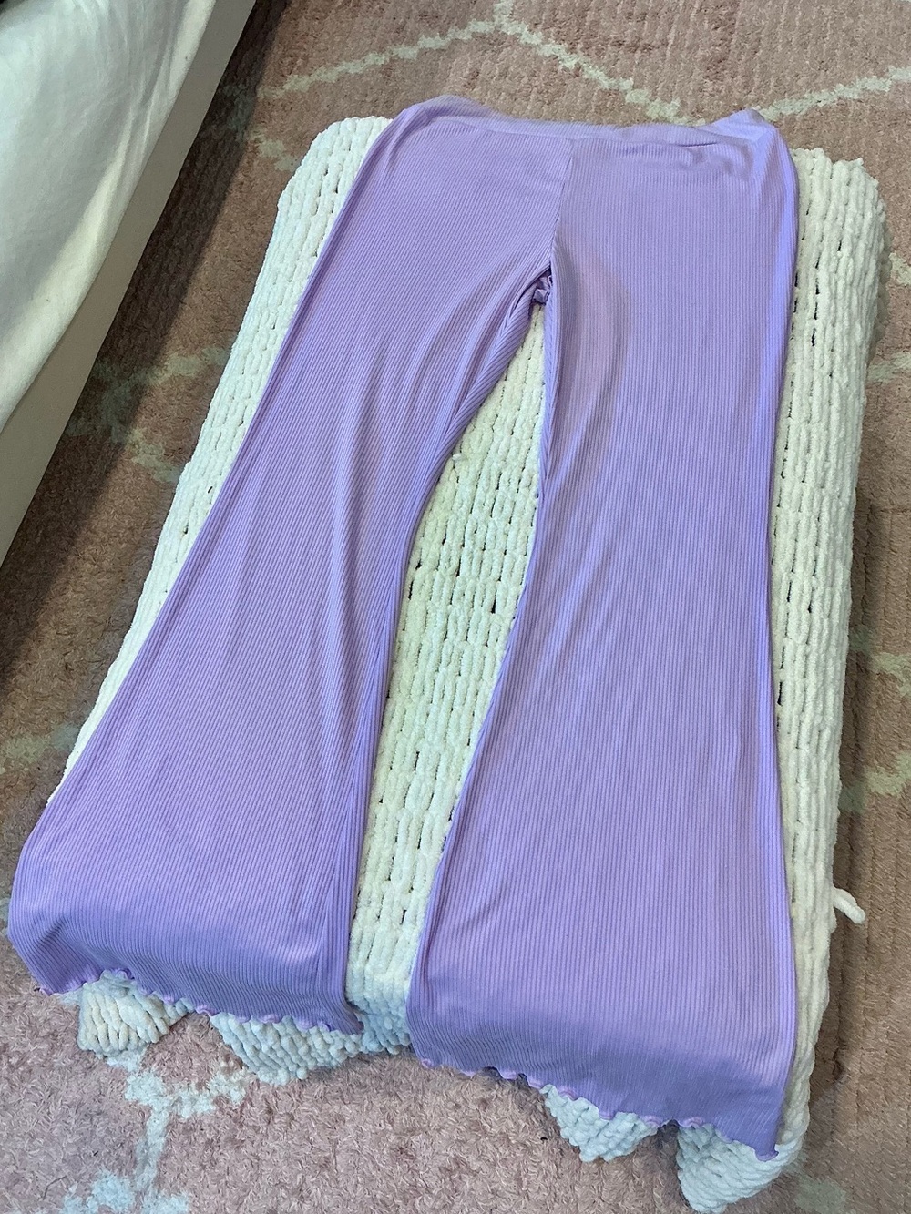 Lilac Ribbed Frill Women’s Pants 💜